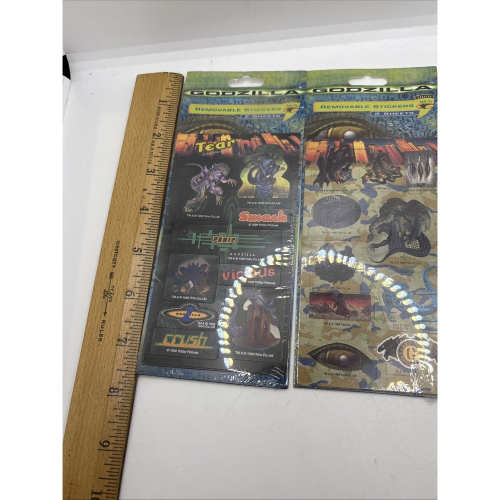 Vintage 1998 Godzilla Collectible Sticker Set Of 2 Stickers Godzilla Sticker - Picture 9 of 9